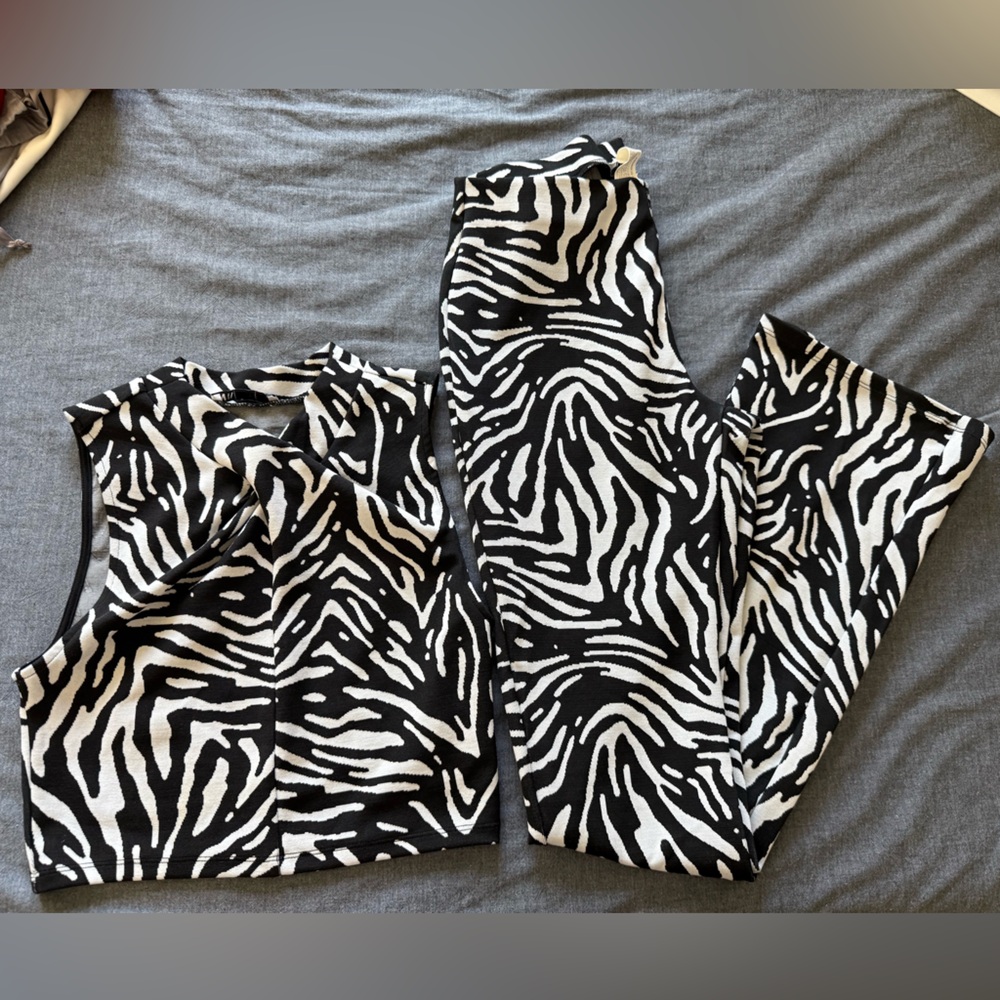 Zara zebra pants and crop top set - size medium